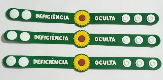 Pulseira Deficiência Oculta Girassol Emborrachado - 3 Unidad