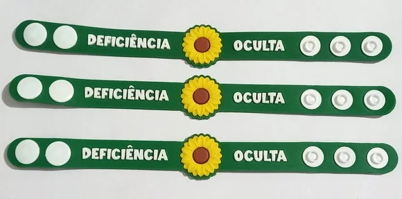 Pulseira Deficiência Oculta Girassol Emborrachado - 3 Unidad