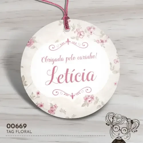 Tag Redonda Floral - 00669