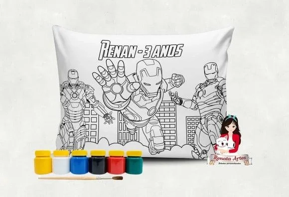 Almofada com Tinta para Colorir Homem de Ferro