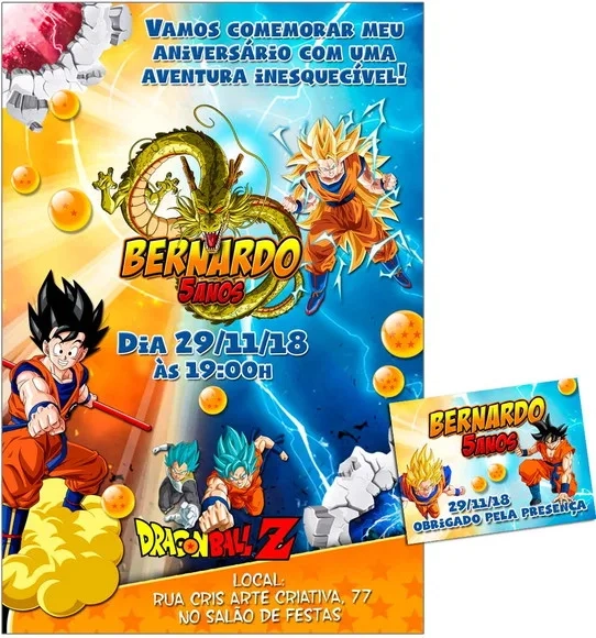 CONVITE DIGITAL C/TAG Dragon Ball