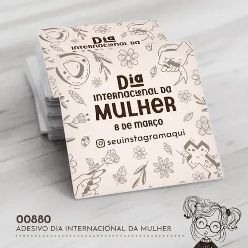 Adesivo Quadrado Dia Internacional da Mulher - 00880