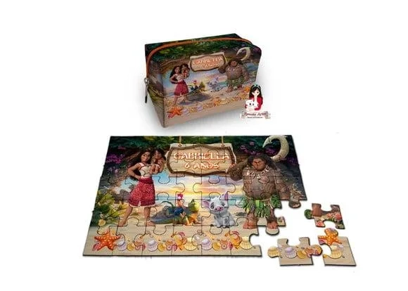 Necessaire Box com Quebra Cabeças Moana