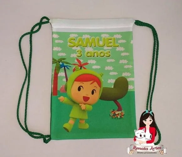 Mochila de Tecido Personalizada Nina Pocoyo