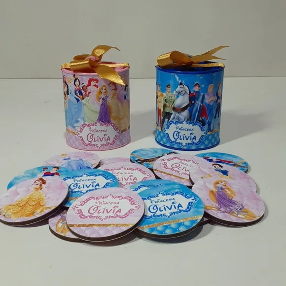 Joguinho da Memória em mdf na Tubo Lata Princesas
