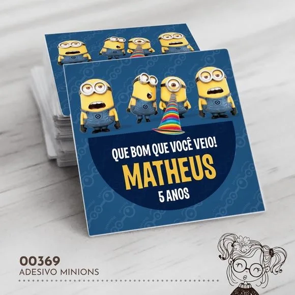 Adesivo Quadrado Minions - 00369