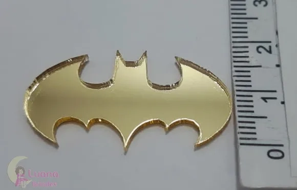 Aplique Símbolo Batman Acrílico Espelhado Dour- Pct C/6 Unid