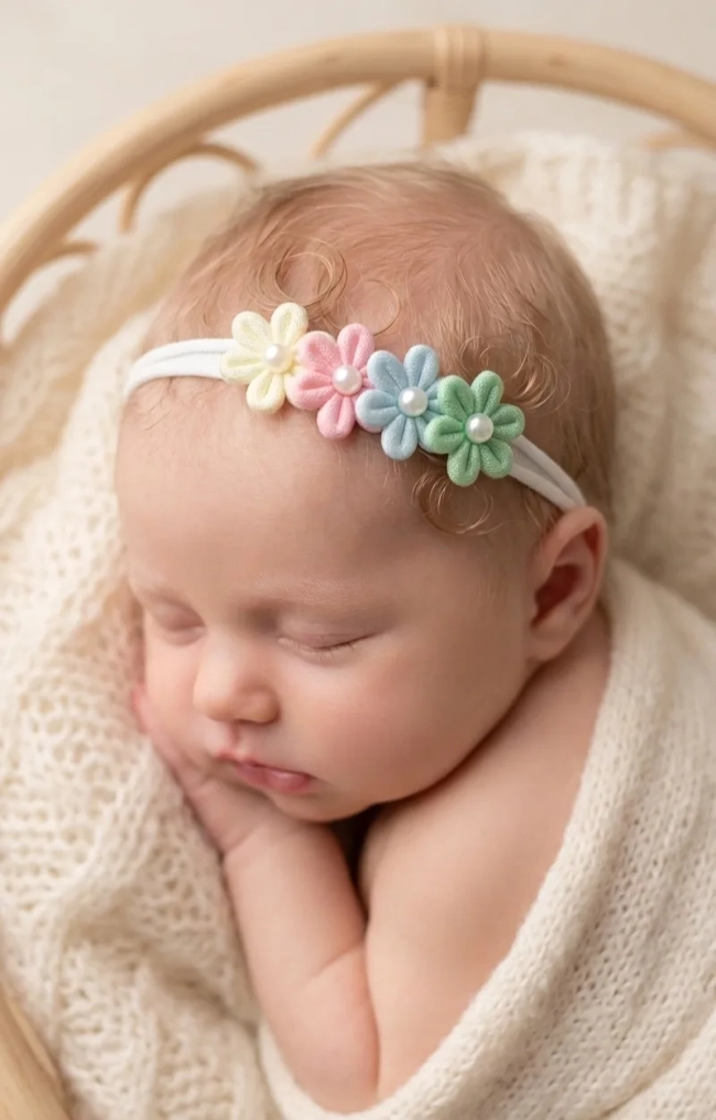Kit 5 Faixinhas para Bebê - Laços Recém-Nascida RN - Saída de Maternidade - Enxoval de Menina - Ensaio Newborn