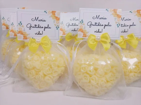 Lembrancinha de Aniversário 15 Anos: Sabonete Coração Floral