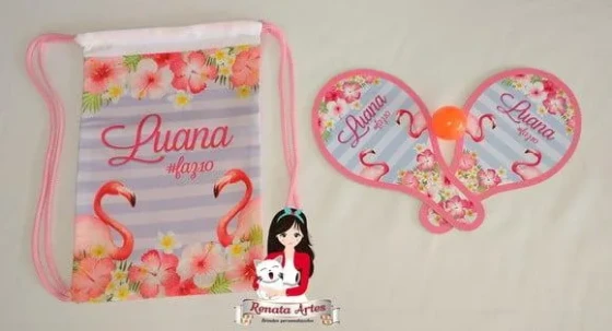 Mochila Ping Pong Personalizada Tema Flamingo Rosa