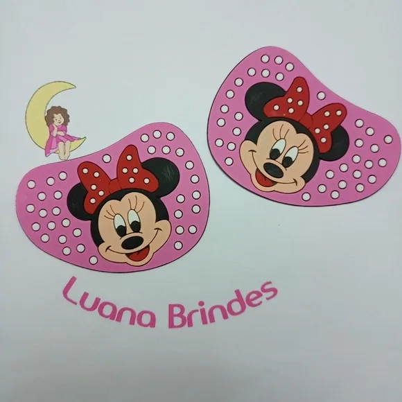 Rostinho Para Chinelo Minie de Borracha 8,5cm Pct 2 Pares