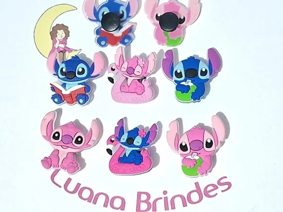 Pins de Crocs Stitch e Angel Pacote com 6 Unidades