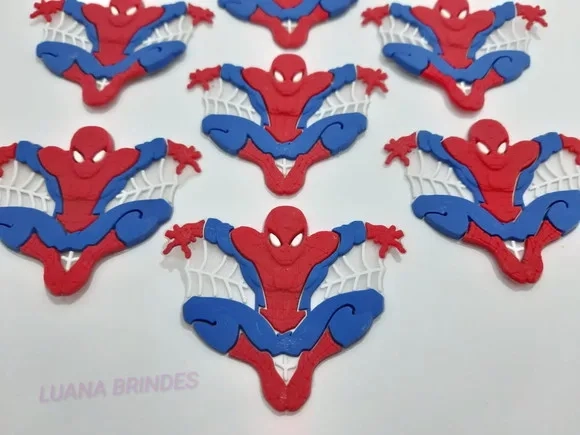 Aplique Homem Aranha C/ Teia De Borracha - Pct C/ 5 Unidades