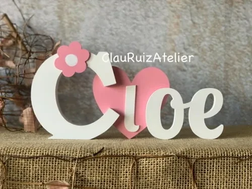Letras de mdf -nomes Coração