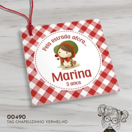 Tag Quadrada Chapeuzinho Vermelho - 00490