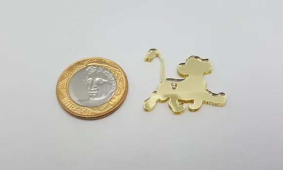 Pingente do Rei Leão em Acrílico Espelhado de 3cm- 6 Peças