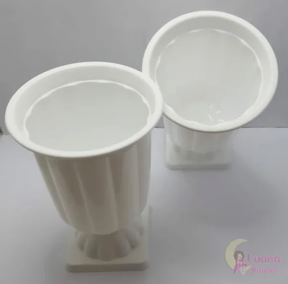 Vaso Grego Branco de Plástico - 19cm - pct c/ o Par.