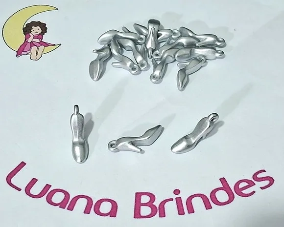 Pingente Sapatinho Abs 1,5cm Prata Fosco Pacotes C/20 Peças