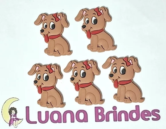 Aplique Cachorrinha Marrom Emborrachado Pcts C/6 Unidades