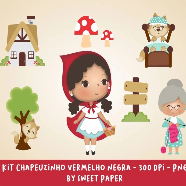 Kit Digital exclusivo Chapeuzinho vermelho morena 1CADAA0