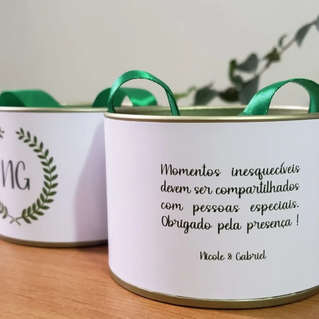 Lembrancinha de casamento tubolata 5x7 Tampa Metalizada Dourada