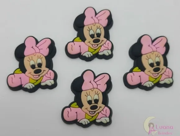 Aplique Minnie Baby de Borracha -2,7cm - Pct C/6 Unid
