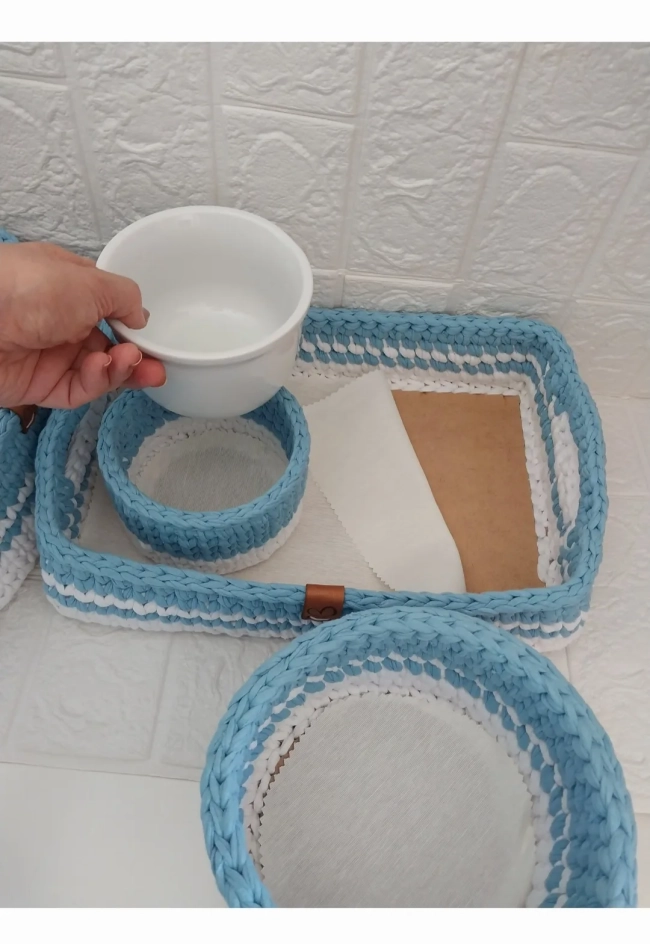 Kit Higiene do bebê Azul e Branco com molhadeira