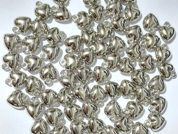 Coração Abs Dourado e Níquel Pingente 10mm Pct C/100 Unidade