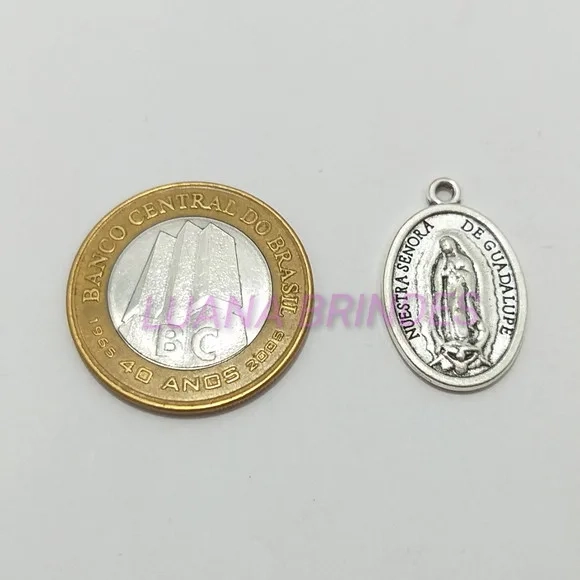 Medalha Nossa Senhora de Guadalupe Metal Prata-pct c/10 unid