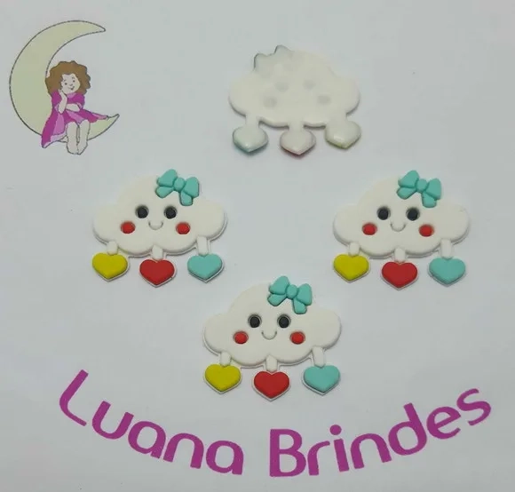 Apliques Nuvem Branca de Borracha- pct c/6 unid