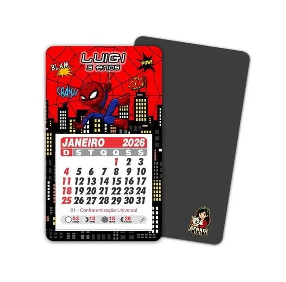 Imã de Geladeira com Calendário Homem Aranha