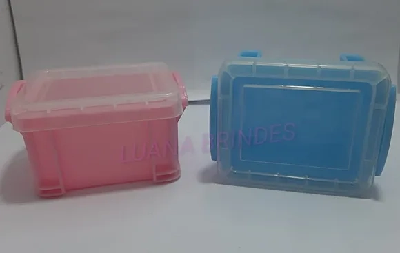 Mini caixa organizadora de acrílico Rosa ou Azul Kit c/ 6 Un