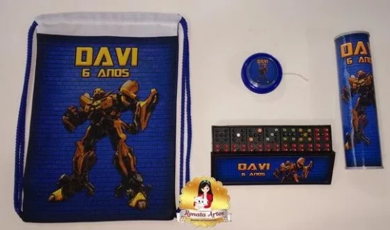 Kit Jogos na Mochila Transformers Bumble Bee