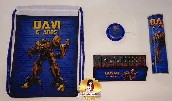 Kit Jogos na Mochila Transformers Bumble Bee