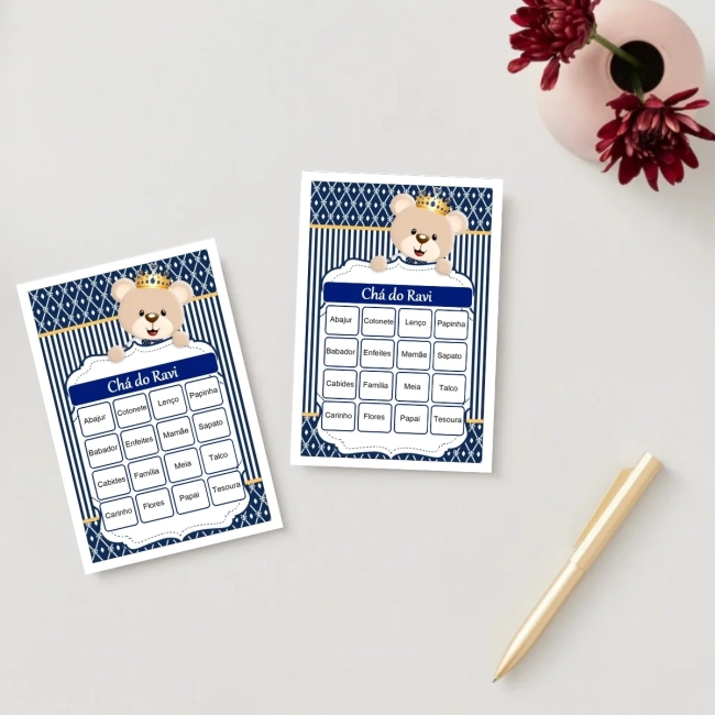 Bingo Chá de Bebê Menino Pdf Para Imprimir