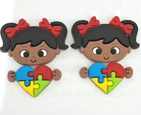 Apliques Menina Símbolo Autismo - 6 Unidades