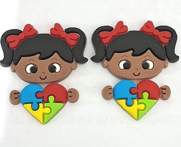 Apliques Menina Símbolo Autismo - 6 Unidades
