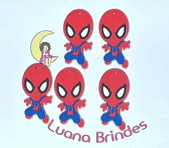 Pingente Homem Aranha Emborrachado Pacote com 6 Unidades