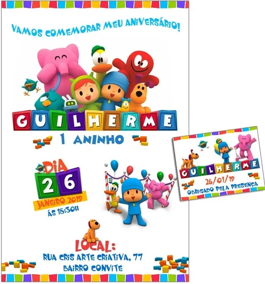CONVITE DIGITAL C/TAG Pocoyo