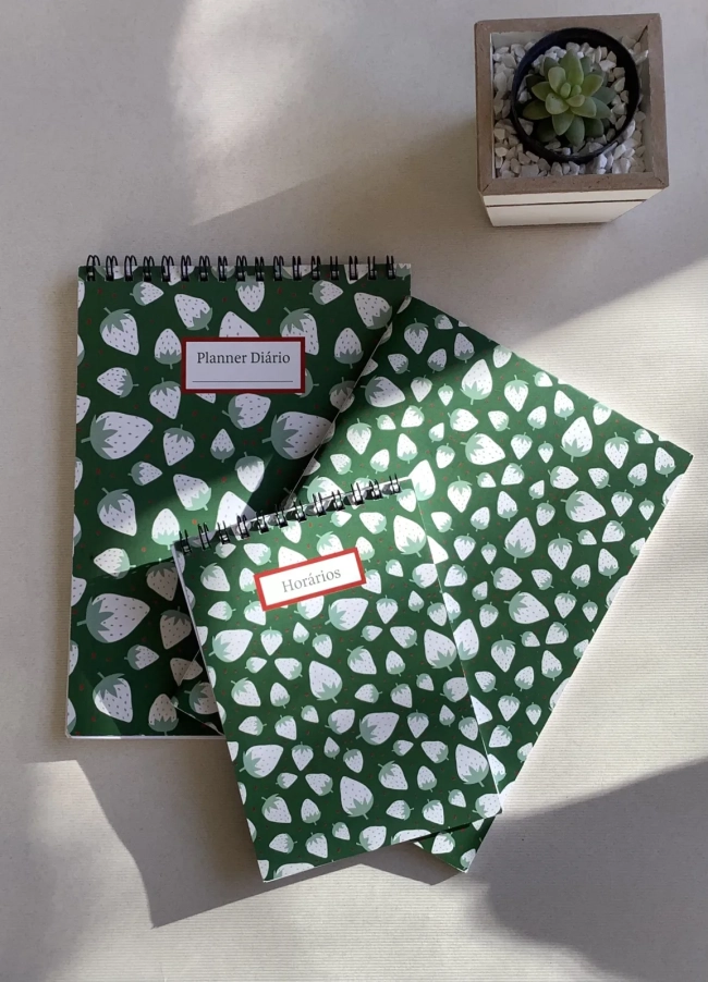 kit 3 cadernos moranguinhos