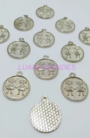 Medalha Meninas em Prata - pct c/10 unid