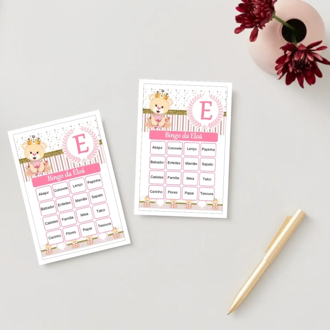 Bingo Chá de Bebê Menina Pdf Para Imprimir