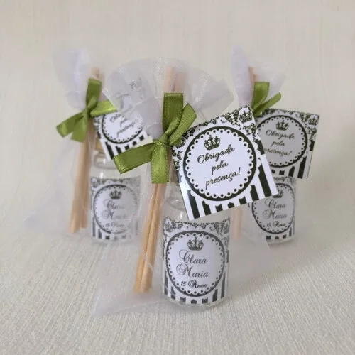 Lembrancinha Aromatizador Realeza 15 Anos Verde Exército