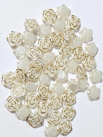 Rosa com Dourado Furo Passante 14mm Pacote com 50 Unidades