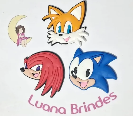 Aplique Turma do Sonic Emborrachado Pacotes com 6 Unidades