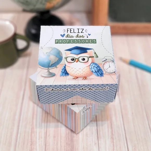 Caixa para 4 Doces Dia dos Professores - Enviada Desmontada