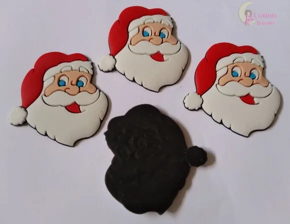 Aplique Papai Noel de borracha - pct com 7 unidades