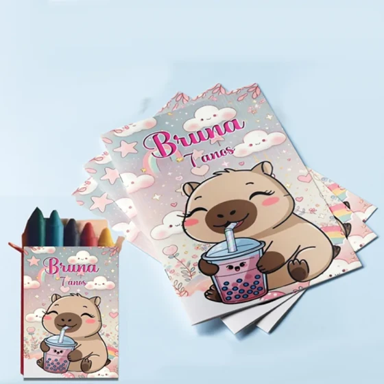 Revista para colorir com Giz de cera Personalizado da Capivara