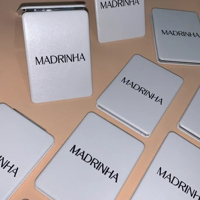 Espelho Duplo Personalizado Revestido em Couro Sintético Pu