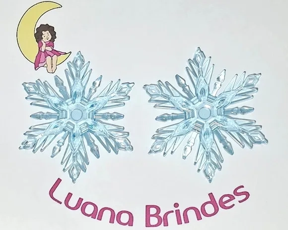 Floco de Neve Azul 7cm Acrílico Pacote com 10 Unidades.